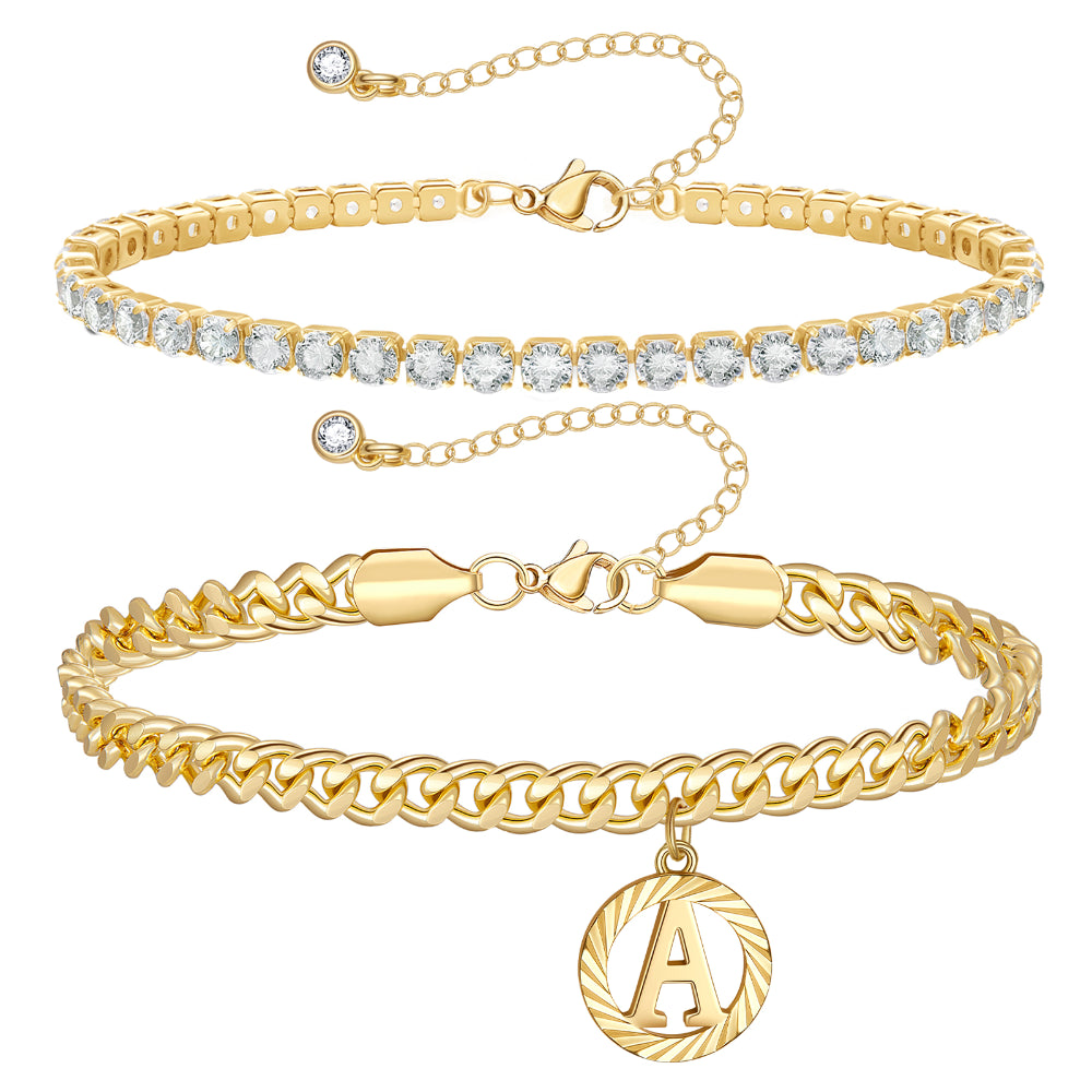 14K Dainty Initial Letter Anklet in gold