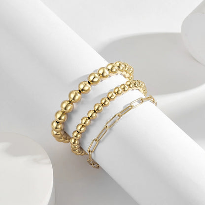 Captivating Elastic Beaded Ball Bracelet in 14K Gold Plating