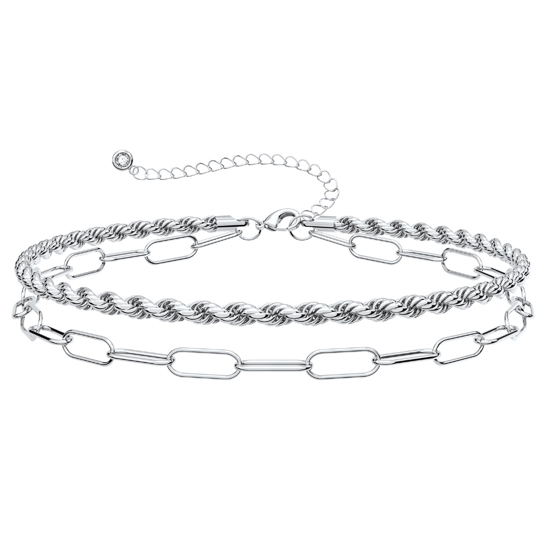 Dainty Layered Paperclip Tiny Pearl Cuban Link Chain Bracelets Set