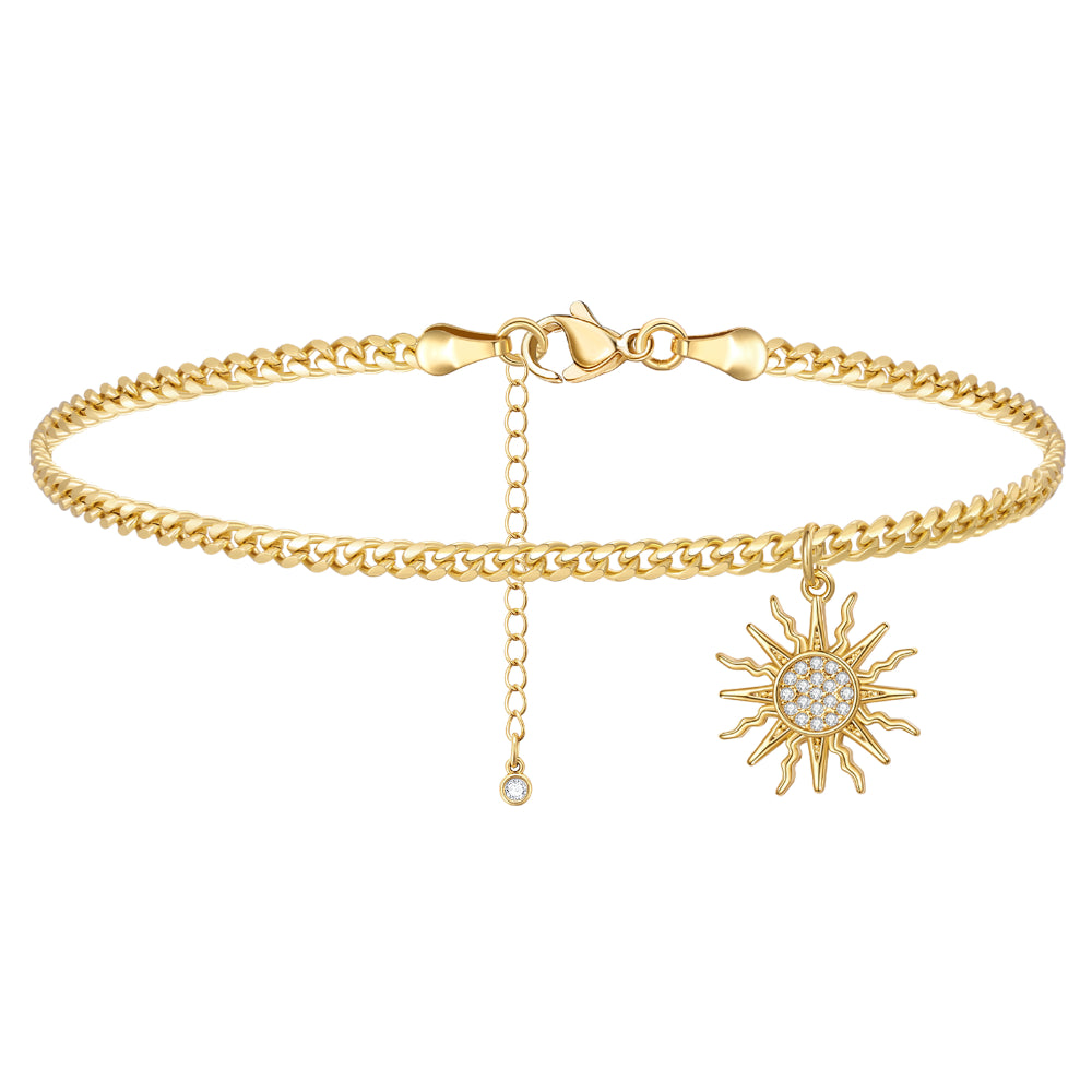 Star Charm Detail on 14k Gold Plated Anklet