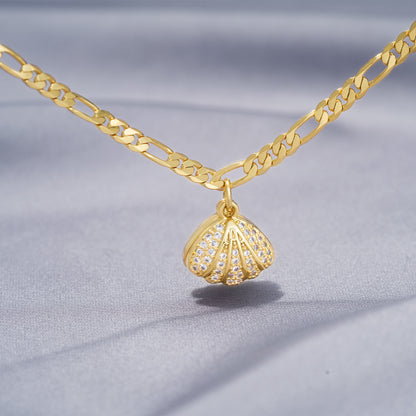 14k Gold Plated Anklet with Shell Charm Detail