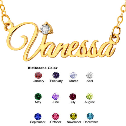 Custom Name Necklace with Shinning Birthstone