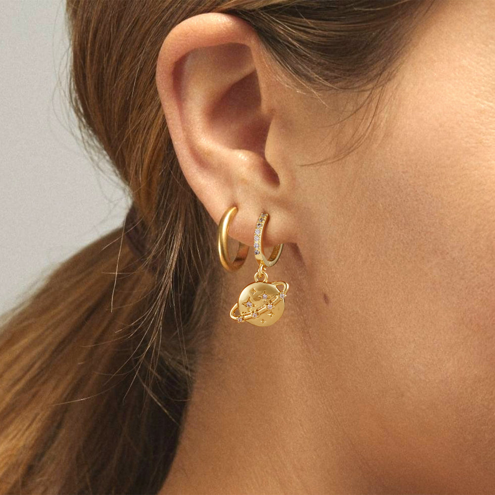 The Gold Planet Earrings  with star  En Masse