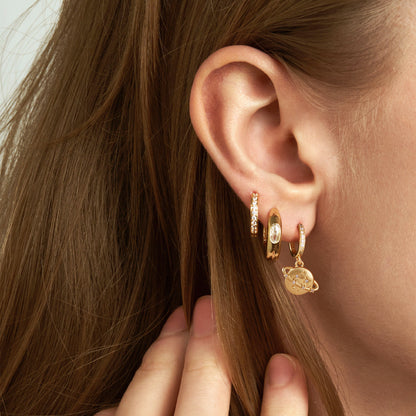 Close-up of Planet Detail on 14K Gold Earrings