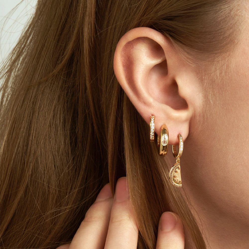 Summer-inspired Watermelon Earrings in 14K Gold