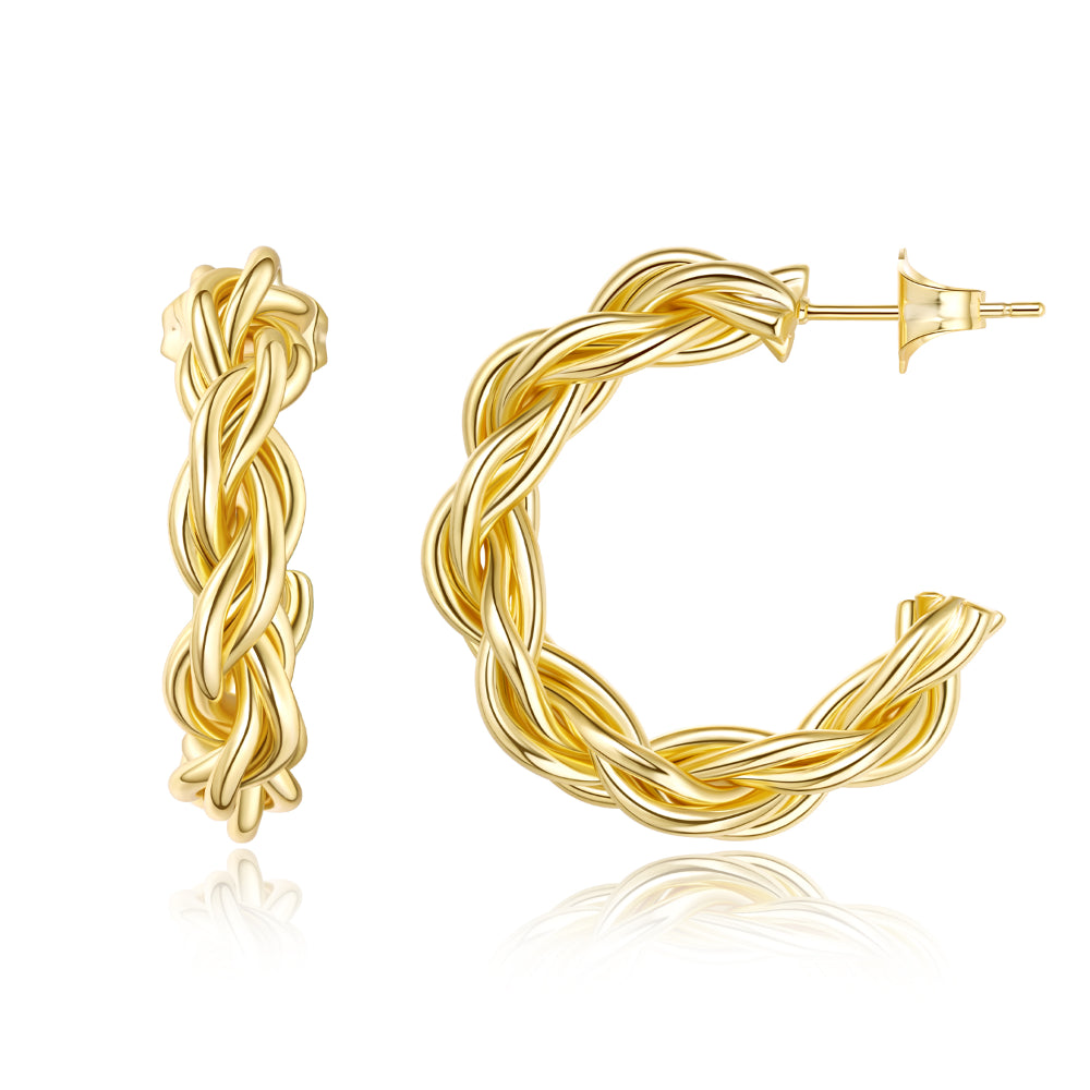 Dainty Gold Plated Hoop Earrings on a white background