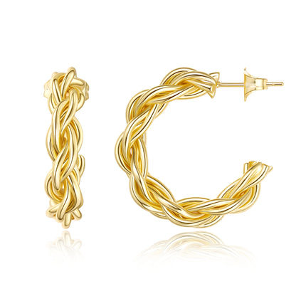 Dainty Gold Plated Hoop Earrings on a white background