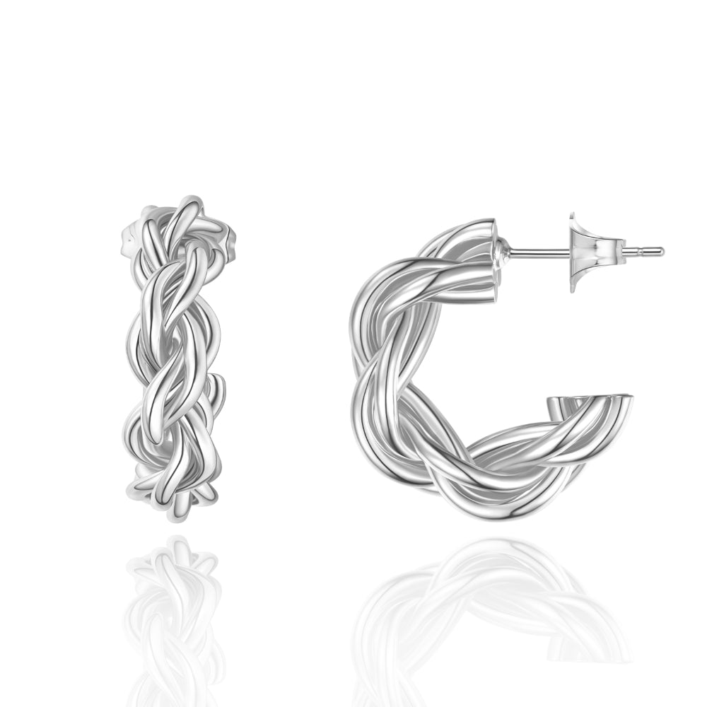 Elegant Chunky Twist Rope Design in Dainty Gold Plated Hoop Earrings