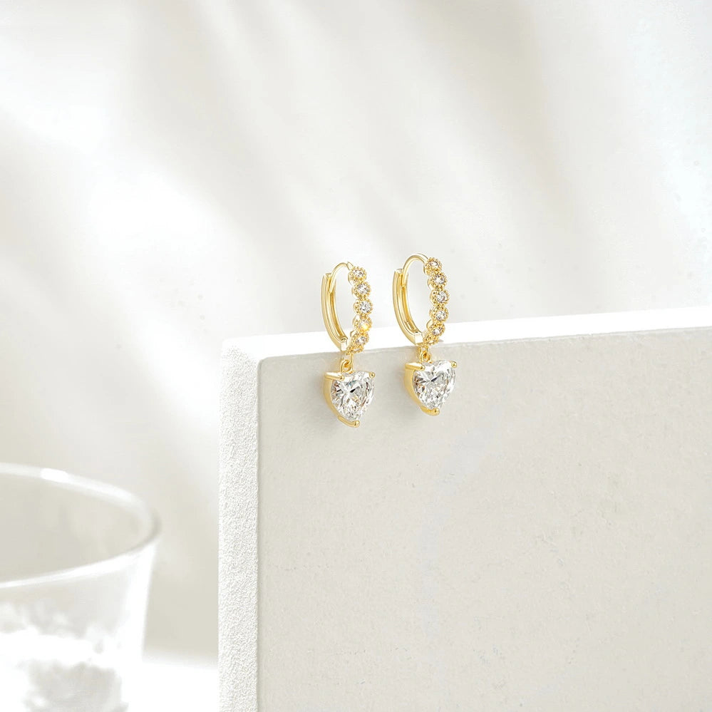 Stylish Love 14K Gold Earrings for Women and Girls