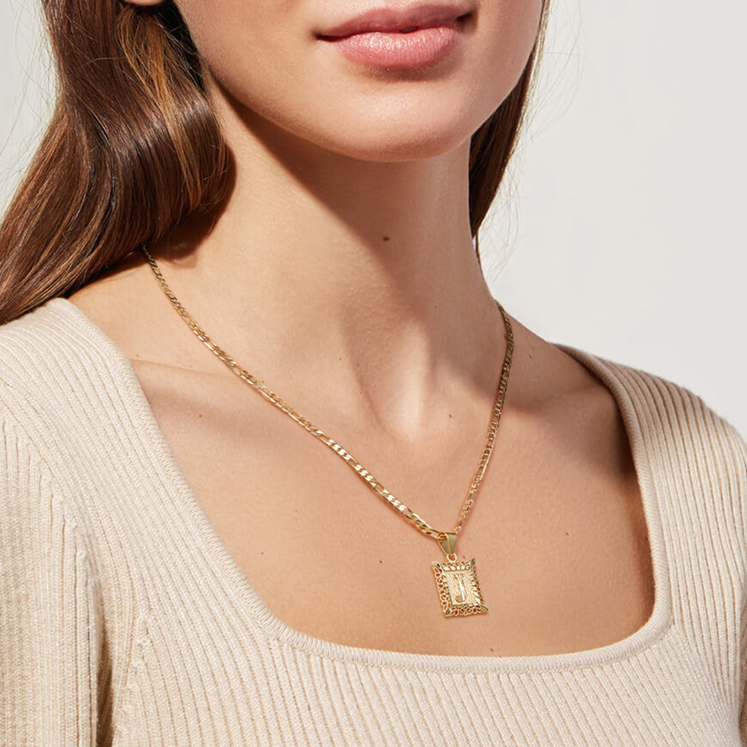 Personalized Initial Letter Pendant Necklace in 14K Gold