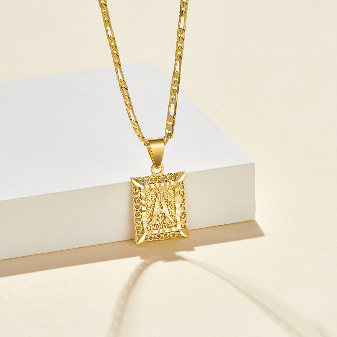 Timeless Initial Pendant 14K Gold Necklace for Men and Women