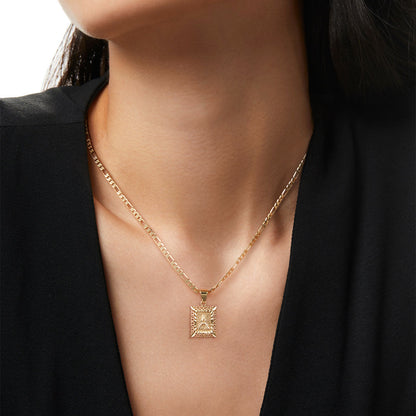 Elegant Initial Letter Pendant Necklace in 14K Gold