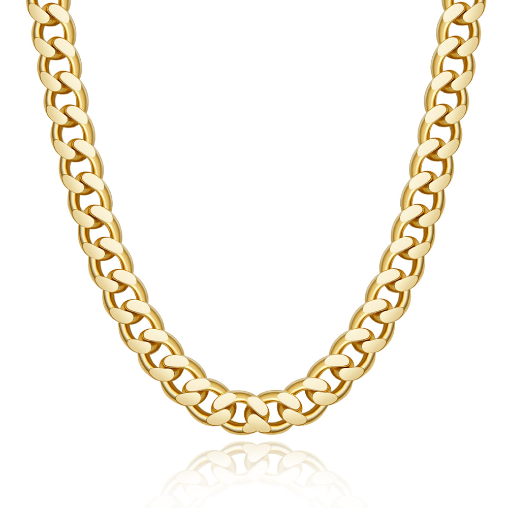 8mm Gold Cuban Link Chain on a white background