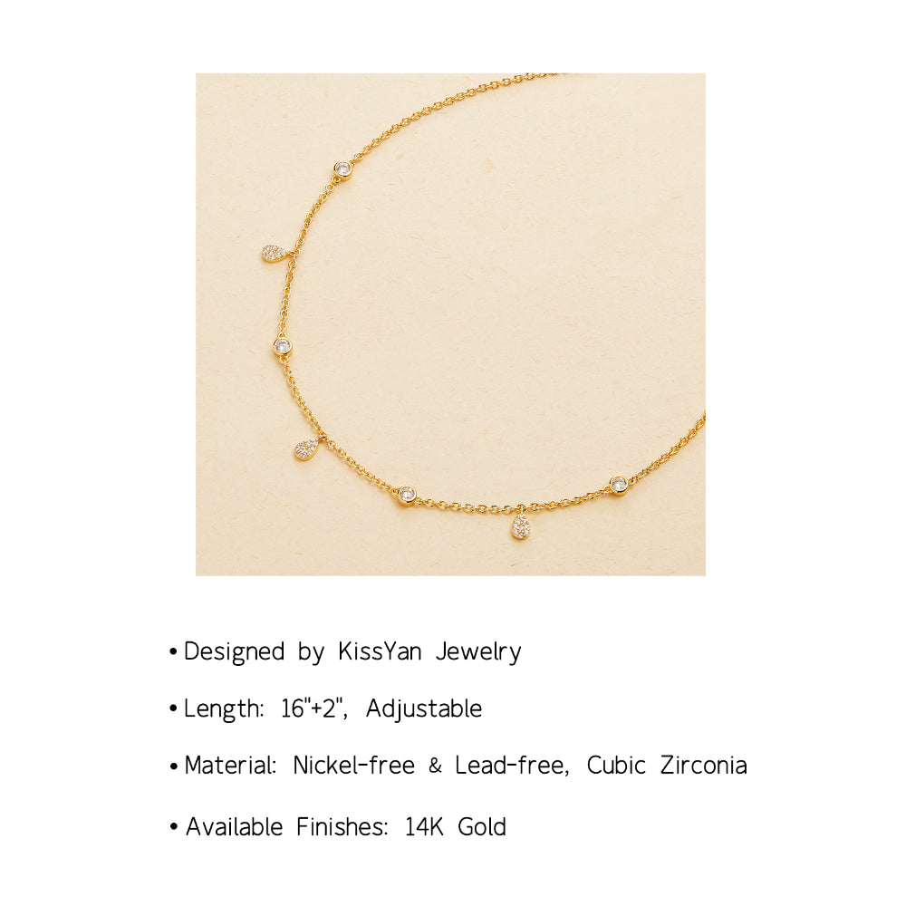 Chic Shining Dainty Station 14K Gold Plated Necklace for Women