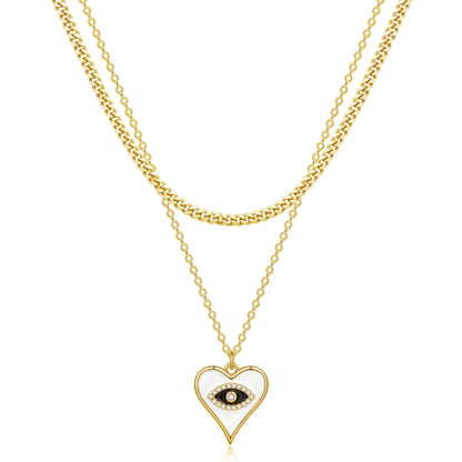 Cuban Chain Necklace with Heart Eye on a white background