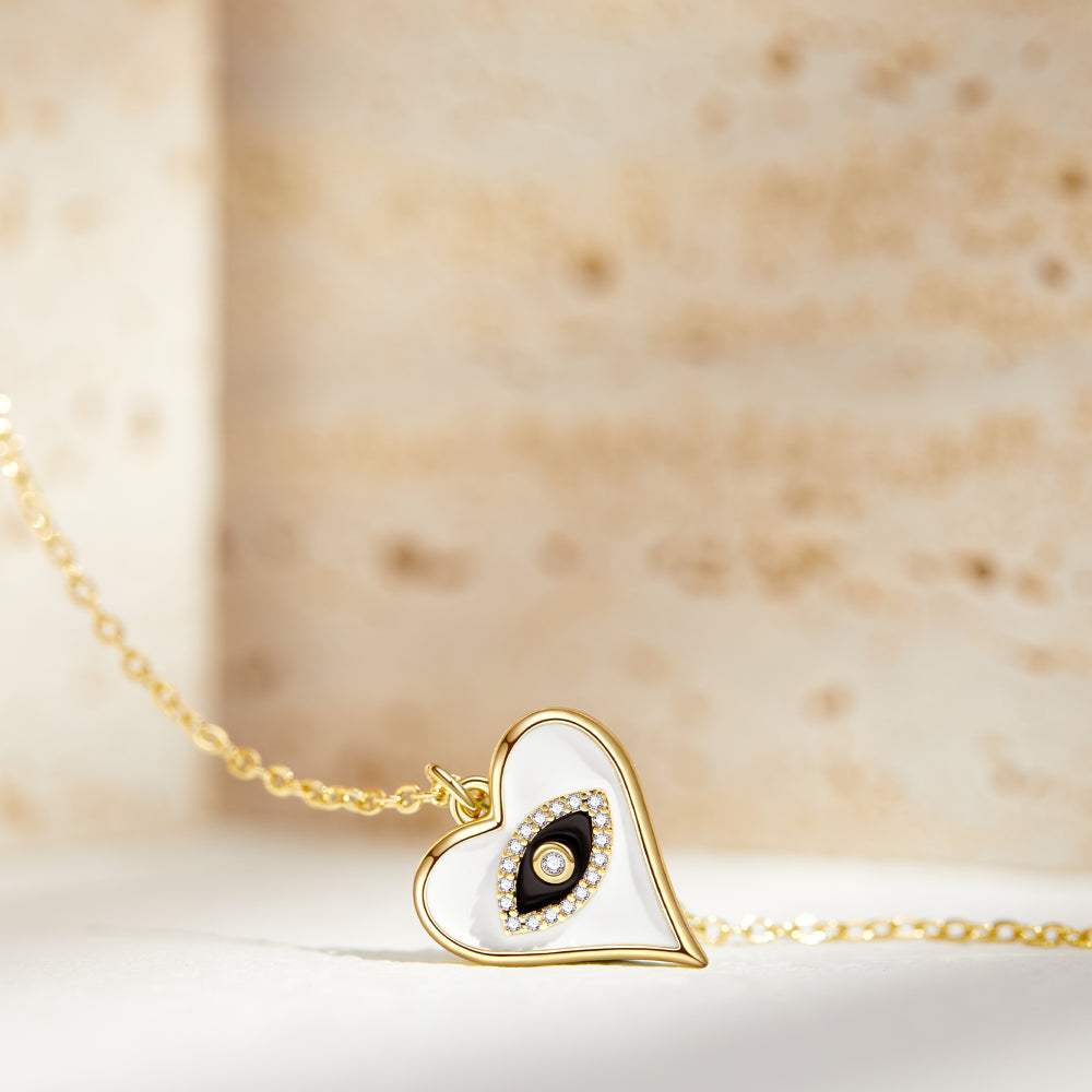 14K Gold Layered Evil Eye Necklace showcasing its stylish symbolism