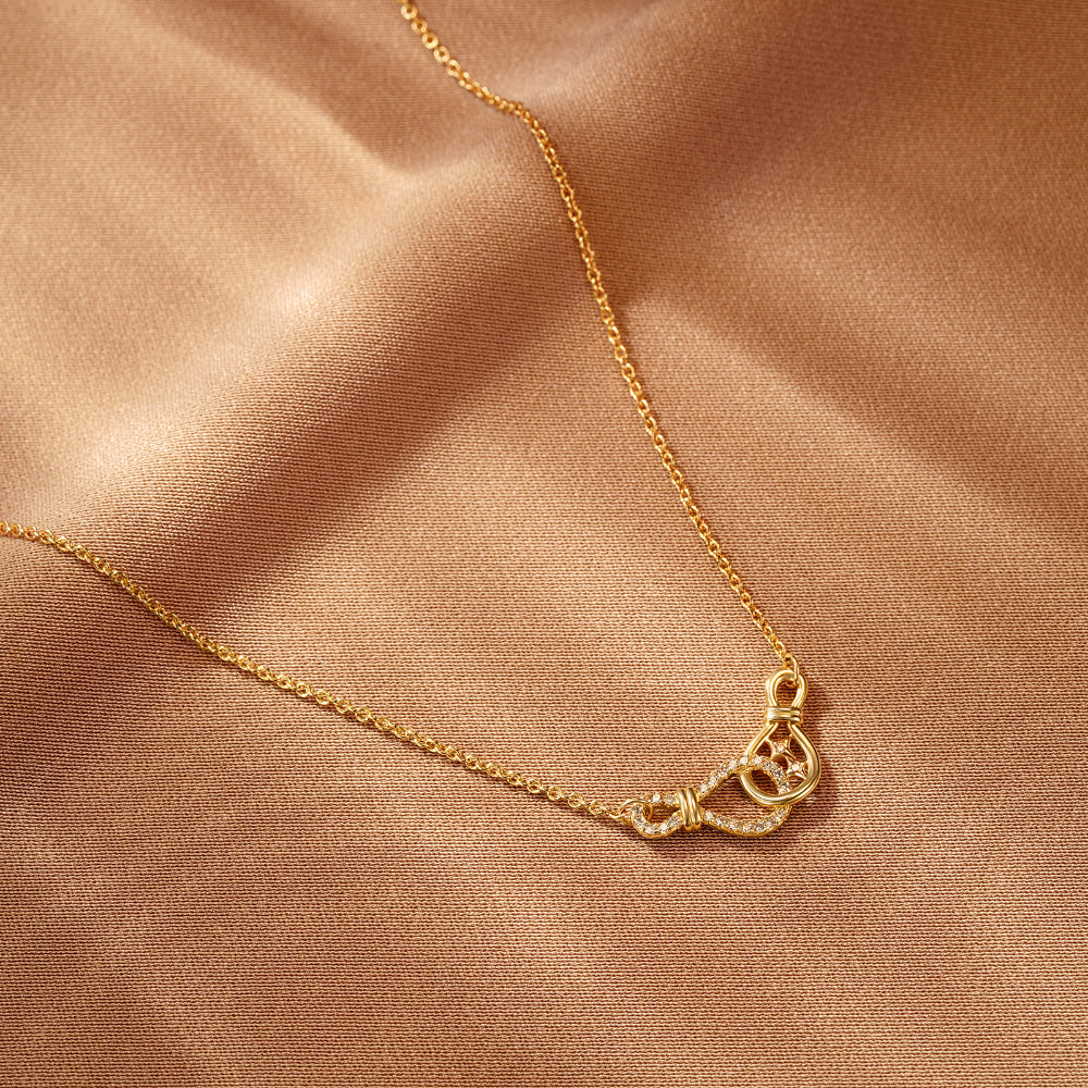 Fashion Chain Double Knot Necklace with Diamonds