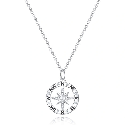 Graduation Season Platinum Compass Necklace