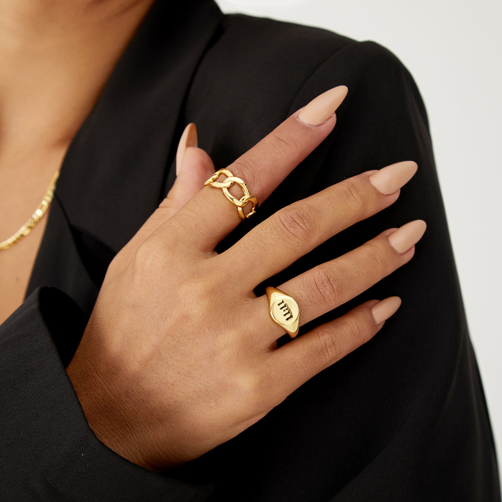 Bold 14K Gold Chunky Rings Set for Women's Fashion