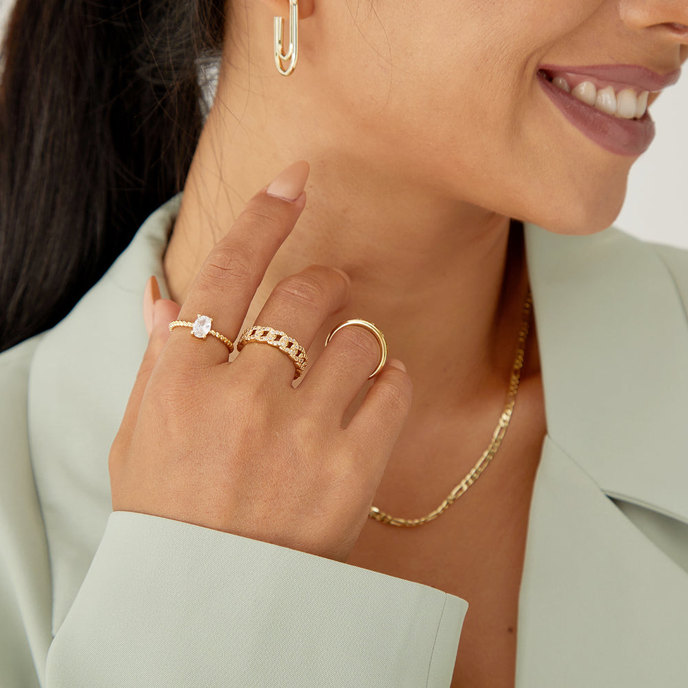 Trendy Stackable Open Knuckle Rings in 14K Gold Plating