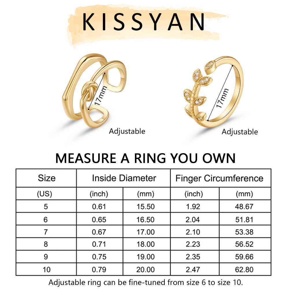 14K Gold Plated Dainty Gold Adjustable Open Ring-2Pcs