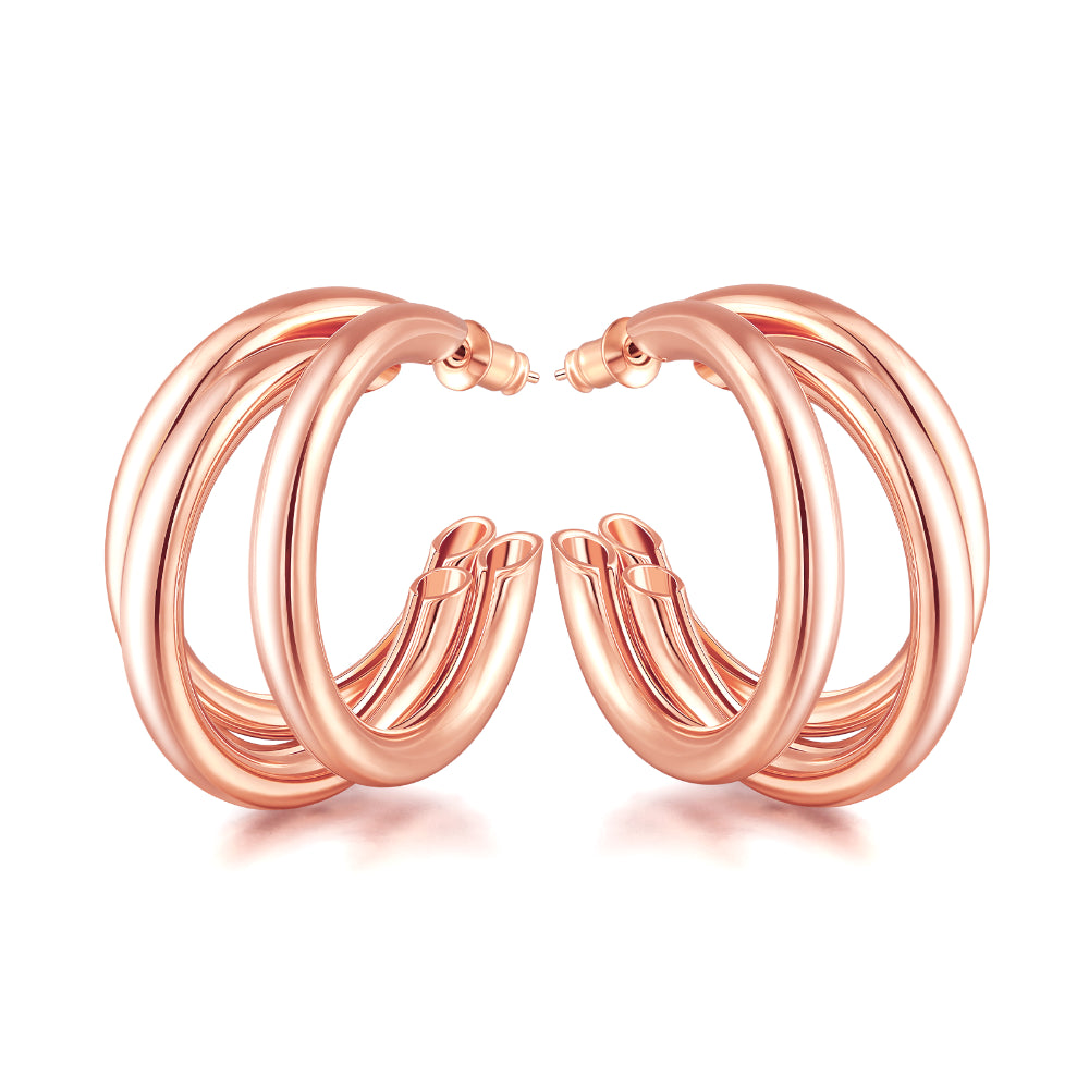 Thick Gold Chunky Hoop Earrings Lightweight Huggie Hoops For Women