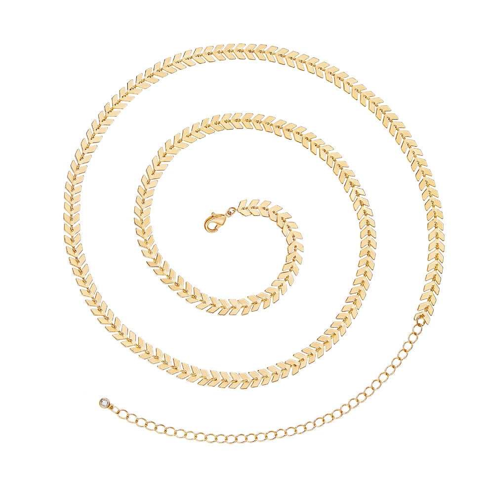 14K Gold Adjustable Sexy Waist Body Chains with Gold-Fishbone Design
