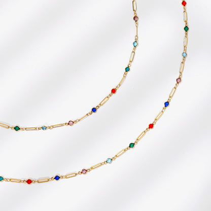Fun and Trendy 14K Gold Adjustable Waist Body Chains with Colorful Bones